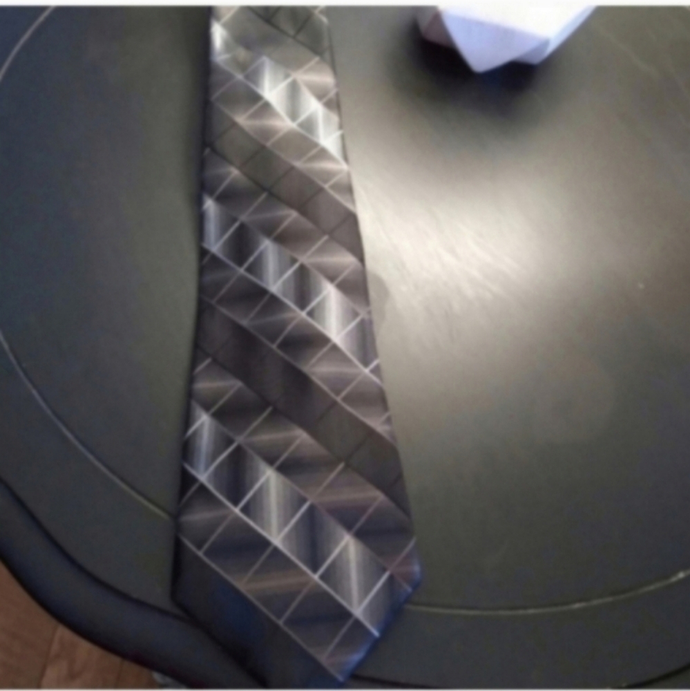Stafford Black and Gray Diamond Pattern Tie 100% Silk Career Business Formal